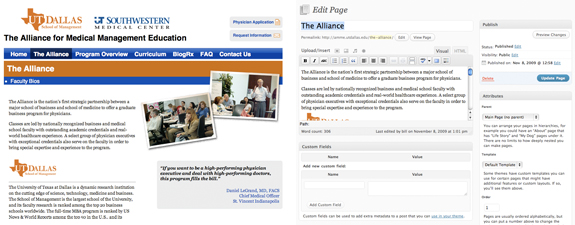 A client's site using Wordpress