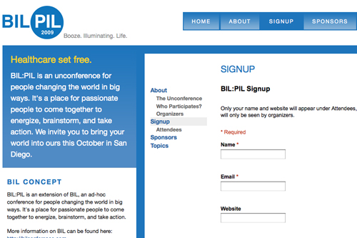 Form used on BIL:PIL website
