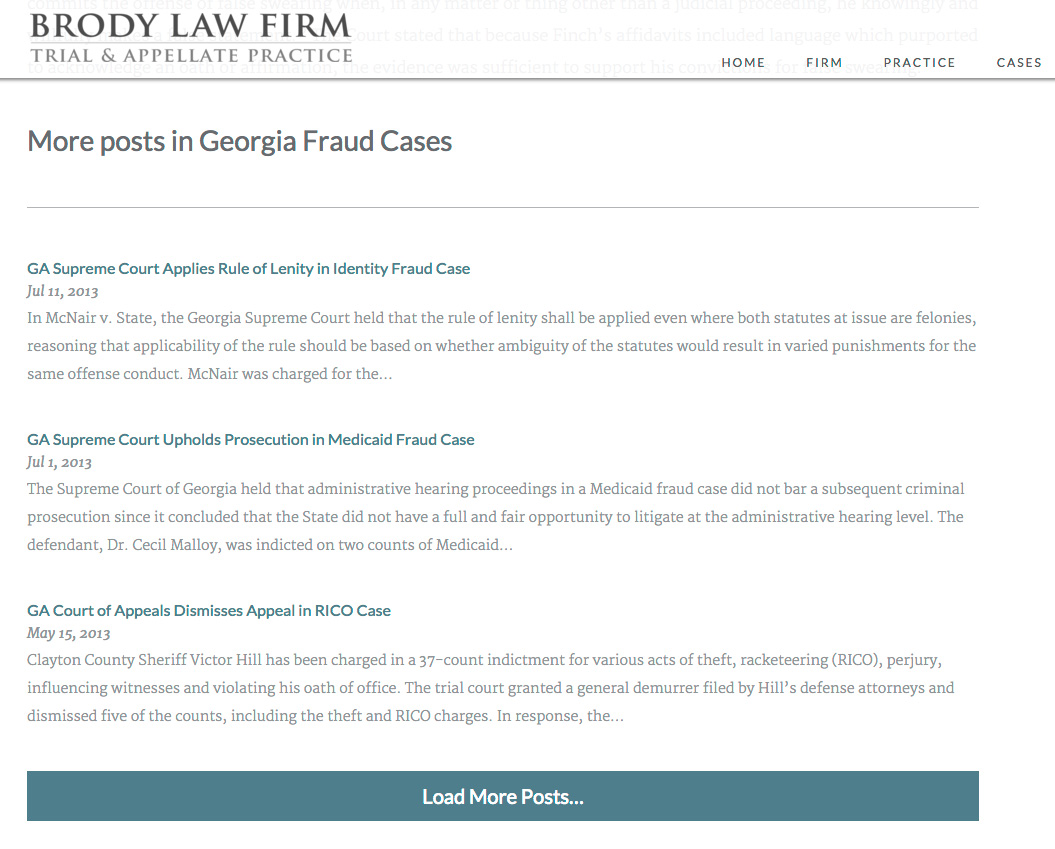 infinite scroll on Brody Law Firm